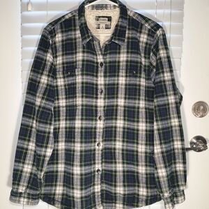 L.L. Bean Men's Jacket Size XL Fleece Plaid Flannel Lined Buttons Up